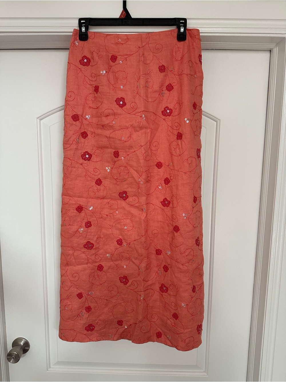 Vintage Ann Taylor Linen Embroidered Maxi Skirt